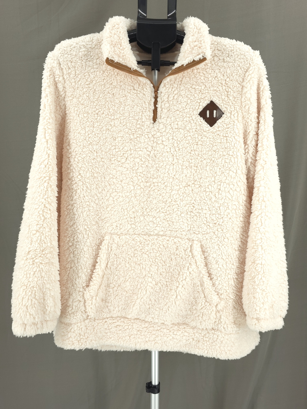 Cream Sherpa Fleece Half-Zip Pullover | Size L / XL